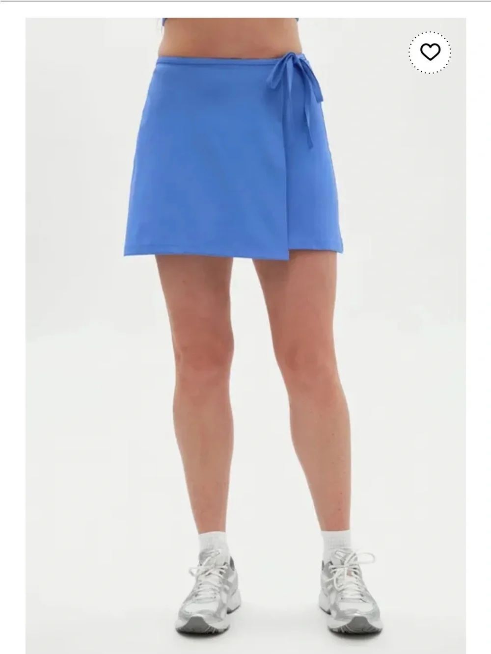NWOT GIRLFRIEND COLLECTIVE Skort Sz M Blue wrap Skirt w/ Shorts Tenniscore Prep